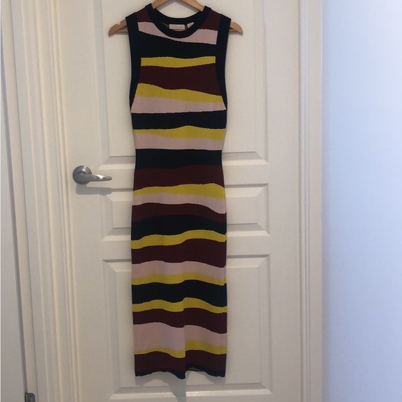 Sass and bide XS fitted high neck stripe midi knit dress - Picture 3 of 16